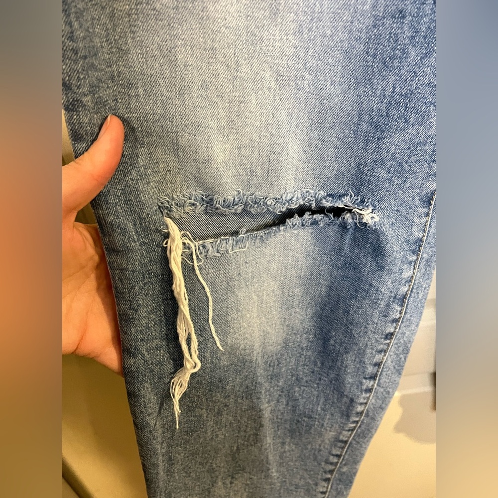 & Denim Distressed Blue Denim Jeans - Picture 5 of 11